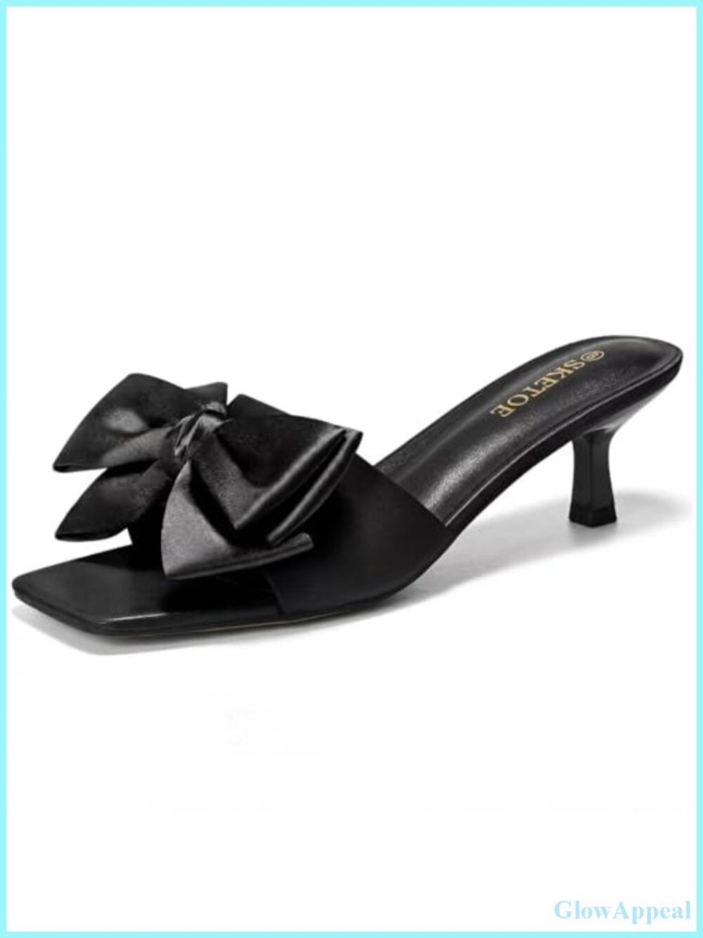 Kitten Heels Women Cute 2Inch Bow Square Open Toe Wedding Party Sandals